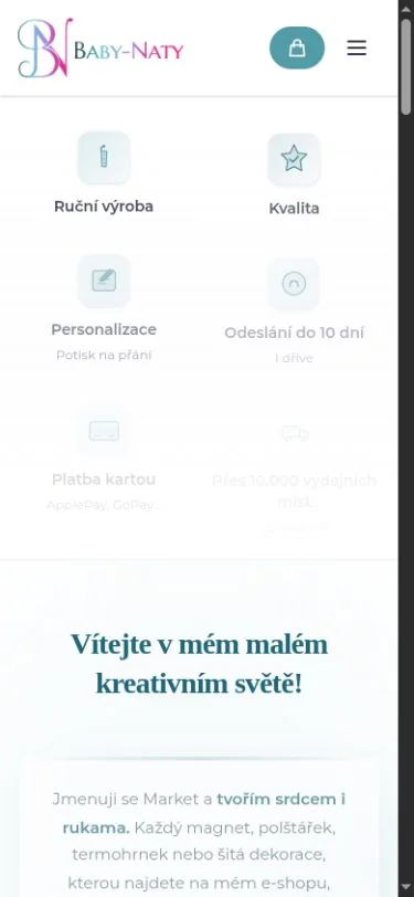 Mobilní zobrazení e-shopu Baby Naty